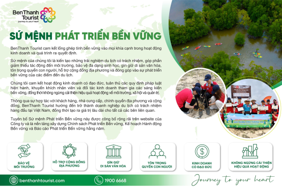 BenThanh Tourist - Sứ mệnh phát triển bền vững